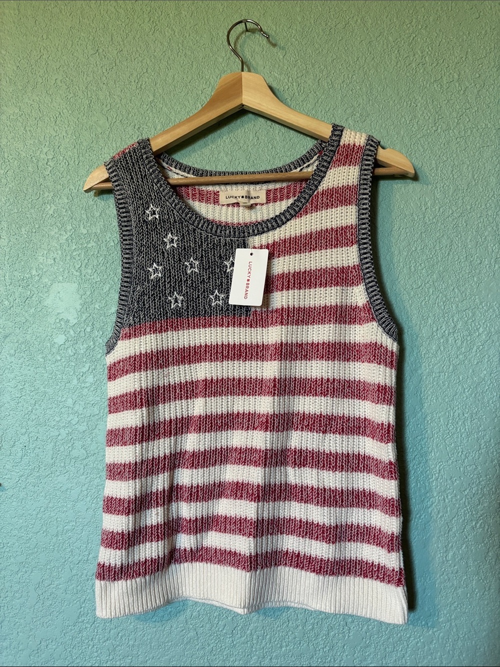 Lucky Brand Sleeveless Americana Stripe Knit Tank, Women’s Size Small - NWT